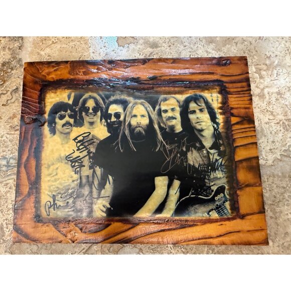 Grateful Dead Photo On Rustic Wooden Plaque With Autograph Prints - Picture 1 of 5